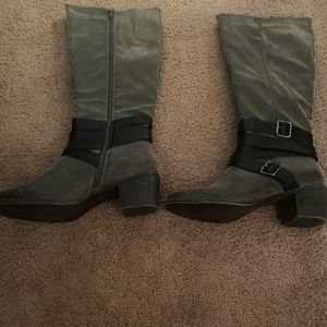Dapple grey boots with a heel